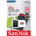 کارت حافظه microSDHC سن دیسک مدل Ultra A1 کلاس 10 استاندارد UHS-I U1 سرعت 98MBps ظرفیت 64 گیگابایت به همراه آداپتور SD