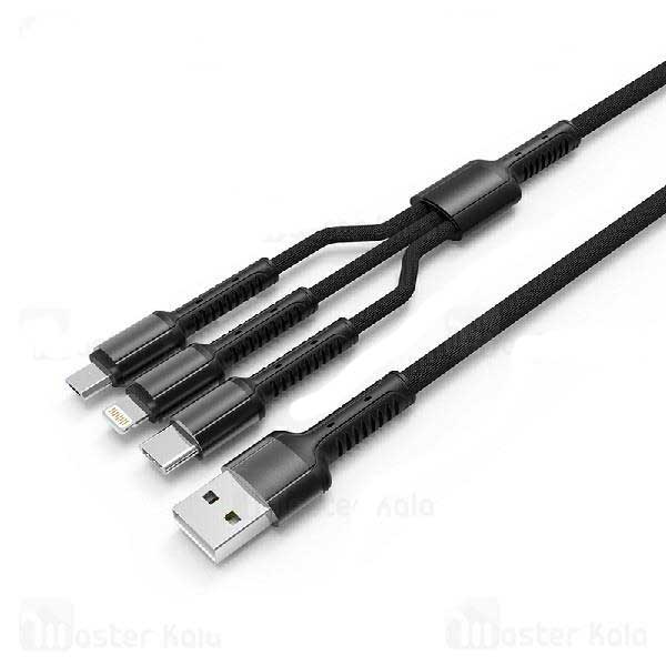 کابل تبدیل USB به microUSB/USB-C/لایتنینگ الدینیو مدل LC93 طول 1.2 متر